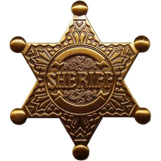 Old west Sheriff Badge Metal old west Costume Prop pin.