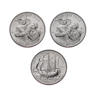 Semiquincentennial Quarters 2026 P & D, Mayflower 2 Coins Set