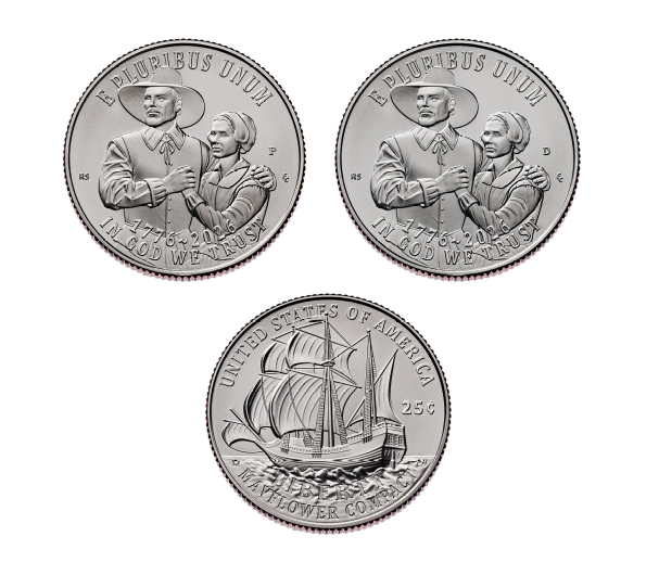 Semiquincentennial Quarters 2026 P & D, Mayflower 2 Coins Set