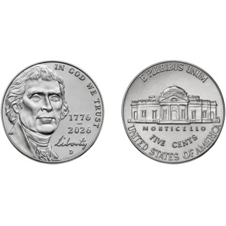 2026 Nickel 250th Anniversary Semiquincentennial Commemorative P & D 2 Coins Set